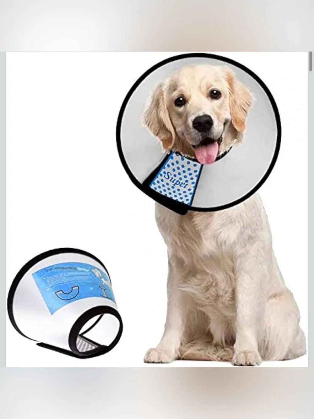 Supet Dog Cone Collar Adjustable After Surgery, Comfortable Pet Recovery Collar
